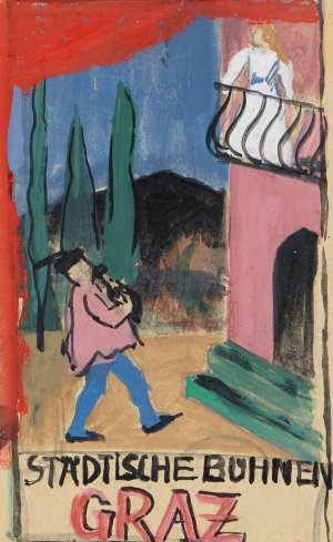 Stadtische Buhnen Graz - Entwurf fur Romeo und Julia by Anny Dollschein Oil Painting