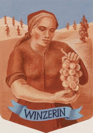 Winzerin by Anny Dollschein Oil Painting