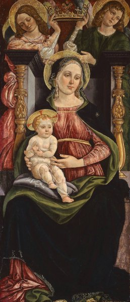 Virgin and Child Enthroned with Two Angels Holding a Crown by Ansano Ciampanti Oil Painting