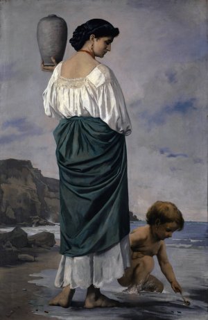 At The Beach, Fisher Maiden In Antium by Anselm Feuerbach Oil Painting
