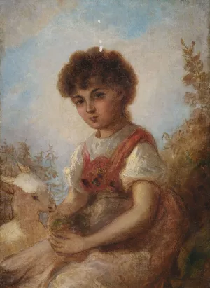 Kleines Madchen mit einer Ziege Oil painting by Anselm Feuerbach