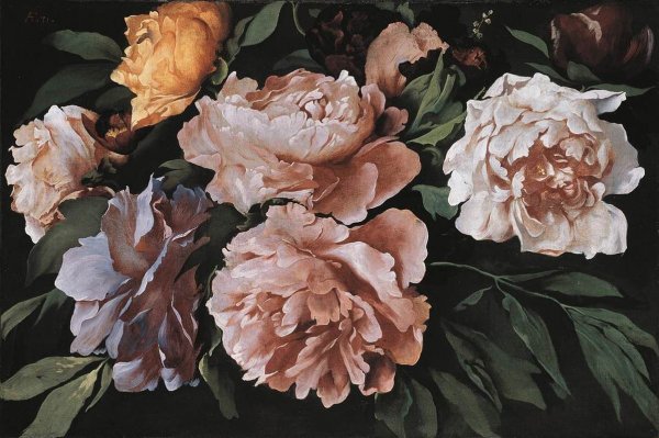 Main Product Photo of Peonies Painting by Anselm Feuerbach