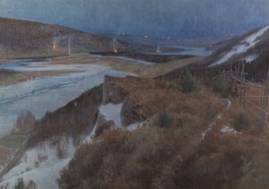 Walpurgis Night in Bergslagen, Grangarde in Dalarna Oil painting by Anshelm Schultzberg