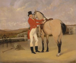James Taylor Wray of the Bedale Hunt with his Dun Hunter by Anson Ambrose Martin Oil Painting