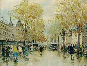 Budapest Street Scene by Antal Berkes Oil Painting
