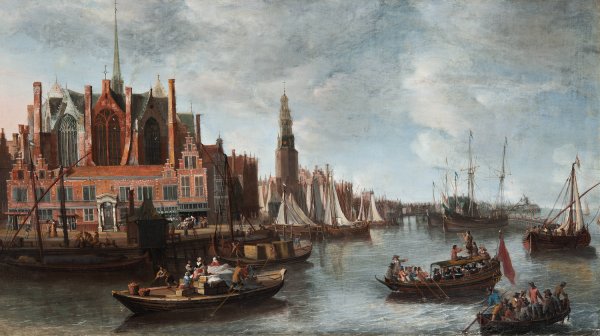 View of Nieuwe Kerk in Amsterdam by Anthoine Beerstraaten - Hand-Painted Oil Painting Reproduction