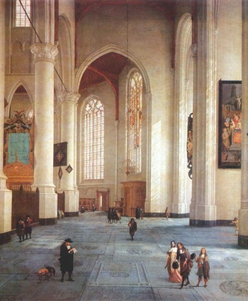 Interior of the St Laurenskerk in Rotterdam by Anthonie De Lorme - Hand-Painted Oil Painting Reproduction
