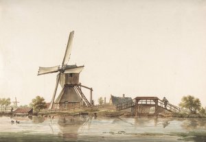 Landscape with Windmill by Anthonie Erkelens Oil Painting