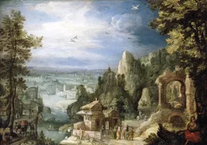 Extensive Landscape with the Rest on the Flight into Egypt Oil painting by Anthonie Mirou
