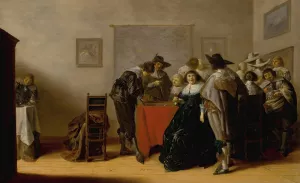 Amsterdam An Elegant Company In Conversation Playing Games And Drinking In An Interior Oil painting by Anthonie Palamedesz