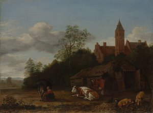 Barnyard Scene by Anthonie Van Borssom Oil Painting