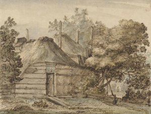 Boerderij en een hooiberg tussen bomen by Anthonie Van Borssom Oil Painting