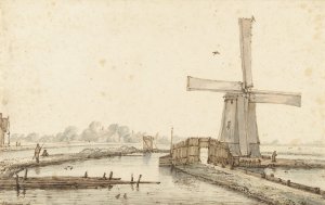 De windmolen aan het water by Anthonie Van Borssom Oil Painting