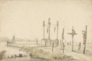 Galgenveld aan de rand van de Volewijk by Anthonie Van Borssom Oil Painting