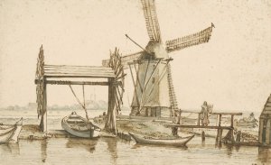 Overhaal en een molen buiten Amsterdam by Anthonie Van Borssom Oil Painting