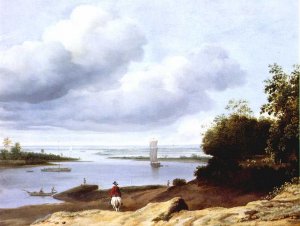 Extensive River View with a Horseman