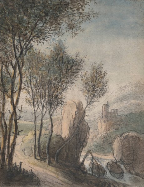 Main Product Photo of River Landscape with a Castle in the Distance  Painting by Anthonie Waterloo