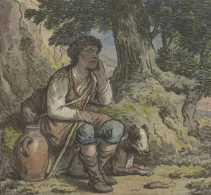 Jongen onder een boom met een hond en een kruik Oil painting by Anthony Andriessen