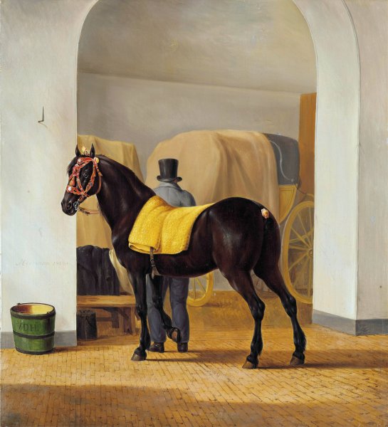 Adriaan van der Hoop's Trotter 'De Rot'at the Coach House  by Anthony Oberman - Hand-Painted Oil Painting Reproduction