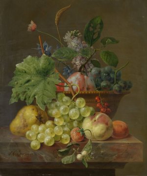 Still Life with Fruit in a Terracotta Dish by Anthony Oberman Oil Painting