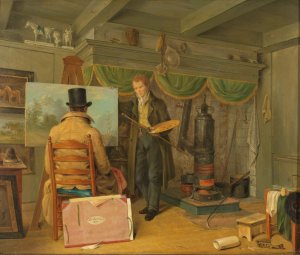 The Artist at his Studio by Anthony Oberman Oil Painting