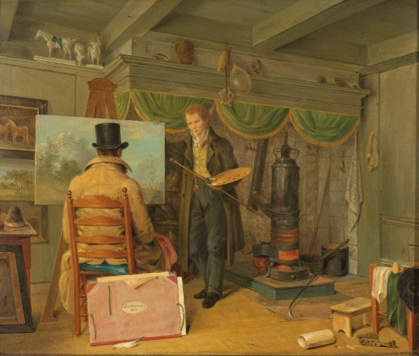 The Artist at his Studio  by Anthony Oberman - Hand-Painted Oil Painting Reproduction