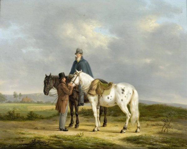 Two Riders in a Landscape  by Anthony Oberman - Hand-Painted Oil Painting Reproduction