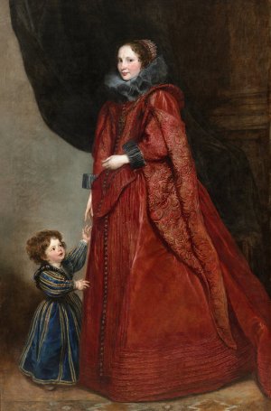A Genoese Lady with Her Child by Anthony Van Dyck Oil Painting