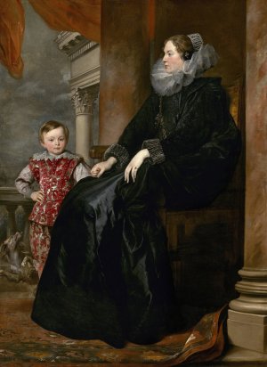 A Genoese Noblewoman and Her Son by Anthony Van Dyck Oil Painting
