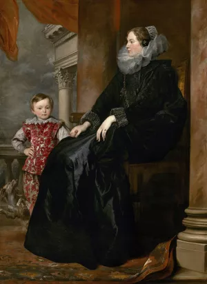 A Genoese Noblewoman and Her Son by Anthony Van Dyck Oil Painting