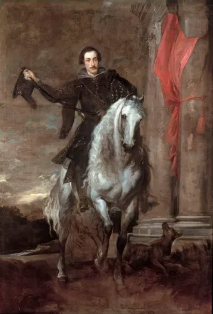 Anton Giulio Brignole-Sale On Horseback by Anthony Van Dyck Oil Painting