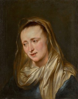 Head of a woman, probably the Virgin by Anthony Van Dyck Oil Painting