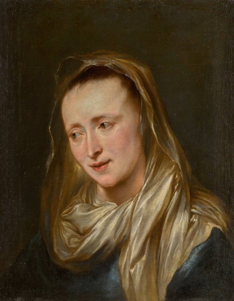 Head of a woman, probably the Virgin by Anthony Van Dyck - Hand-Painted Oil Painting Reproduction