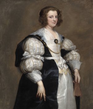 Lady with a Fan by Anthony Van Dyck Oil Painting