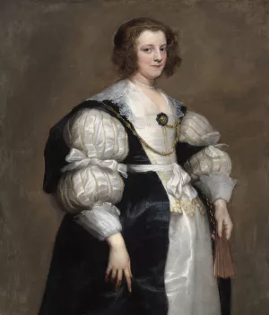 Lady with a Fan by Anthony Van Dyck Oil Painting