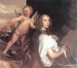 Portrait of a Girl as Erminia Accompanied by Cupid painting by Anthony Van Dyck