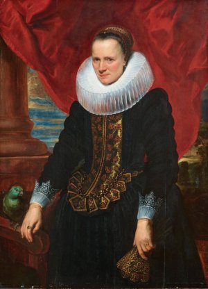Portrait Of A Noblewoman With A Parrot by Anthony Van Dyck Oil Painting