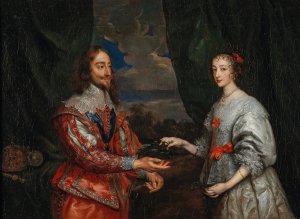 Portrait of King Charles I and Queen Maria Henrietta by Anthony Van Dyck Oil Painting