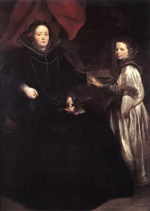 Portrait of Porzia Imperiale and Her Daughter by Anthony Van Dyck - Oil Painting Reproduction