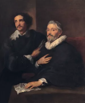 Portrait Of The Engravers Pieter De Jode The Elder And Pieter De Jode The Younger by Anthony Van Dyck Oil Painting