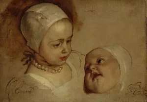 Princess Elizabeth and Princess Anne. Daughters Of Charles I by Anthony Van Dyck Oil Painting