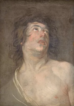 Study Head of a Young Man Looking Upwards. St Sebastian by Anthony Van Dyck Oil Painting