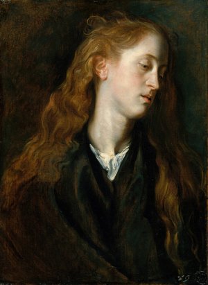 Study Head of a Young Woman by Anthony Van Dyck Oil Painting