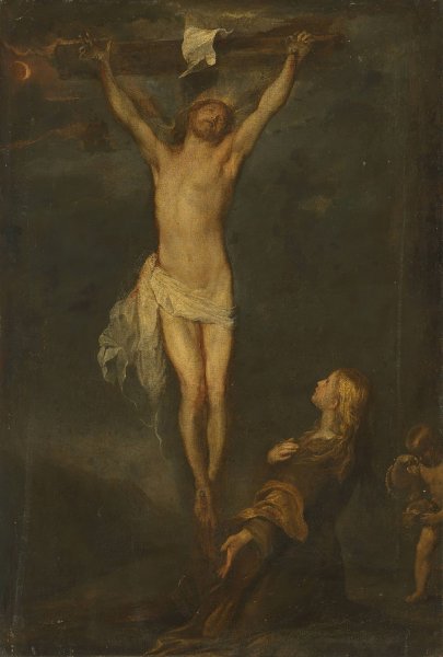 The Crucifixion with Saint Rosalia by Anthony Van Dyck - Hand-Painted Oil Painting Reproduction
