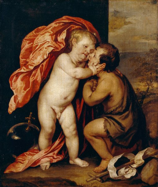 The Infants Christ And Saint John The Baptist by Anthony Van Dyck - Hand-Painted Oil Painting Reproduction