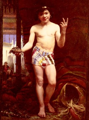 The Young Street Vendor by Antoine Auguste Thivet Oil Painting