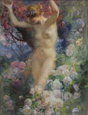 Parmi les roses by Antoine Calbet Oil Painting