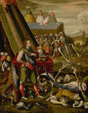 The Dialogue of the Prince with Death, Allegory of the Horrors of War by Antoine Caron Oil Painting