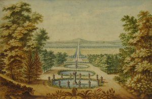 Scenic View of Gardens by Antoine-Claude Fleury Oil Painting
