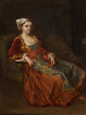 Portrait Of A Lady In Turkish Dress Seated In An Armchair by Antoine De Favray Oil Painting